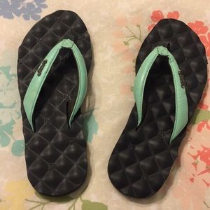 Reef teal and charcoal flip flops